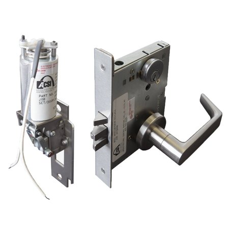ARCHITECTURAL CONTROL SYSTEMS Gemini Locking Systems Operator Only Fail Safe Operation Power Lock, 24 Volt DC, 626 Satin Chrome 8501M-PL-24VDC-626-RH